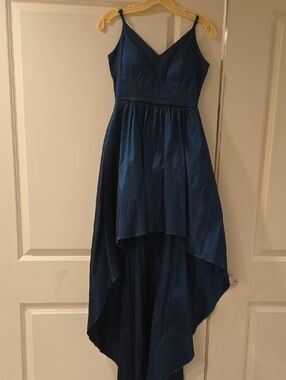 Emerald High-Low Satin Evening Dress